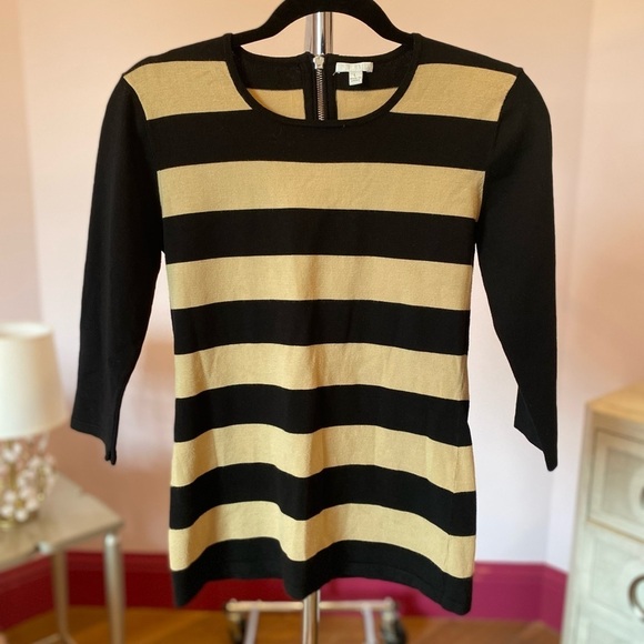 Intermix black and tan sweater striped large or medium - Picture 1 of 8